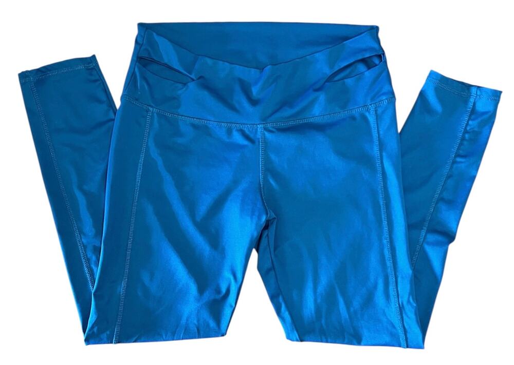 Lululemon High Rise Leggings Slit Waist Detail Blue Athletic Yoga Pants Size 10